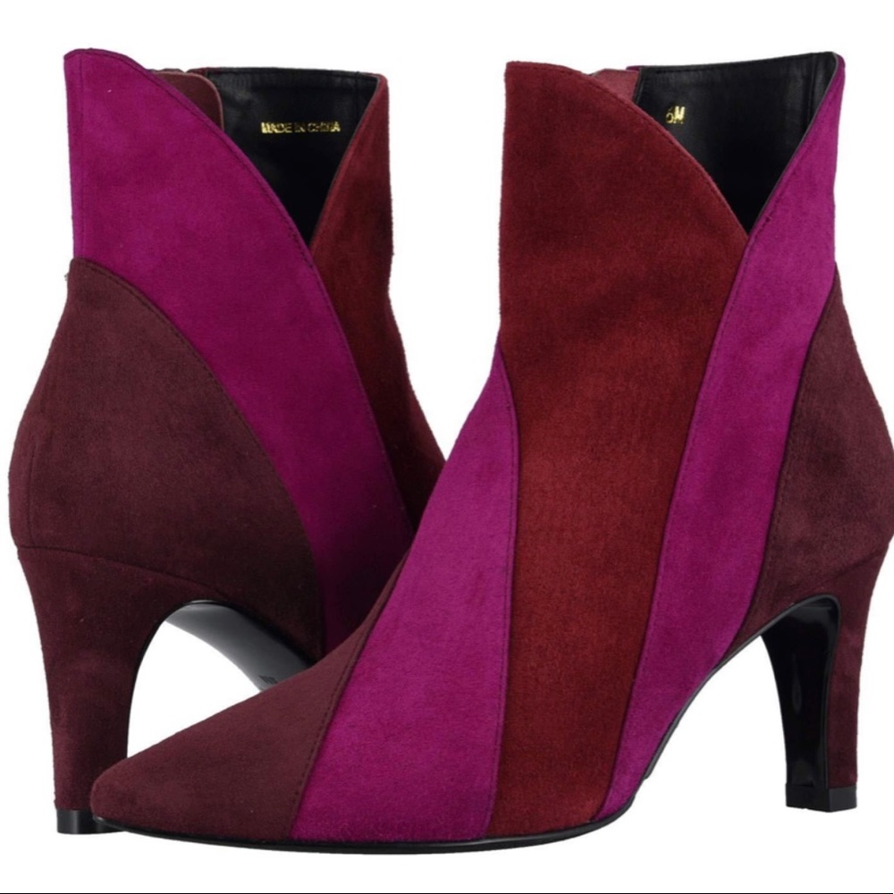 Adorable Suede Tri-Color Bootie.